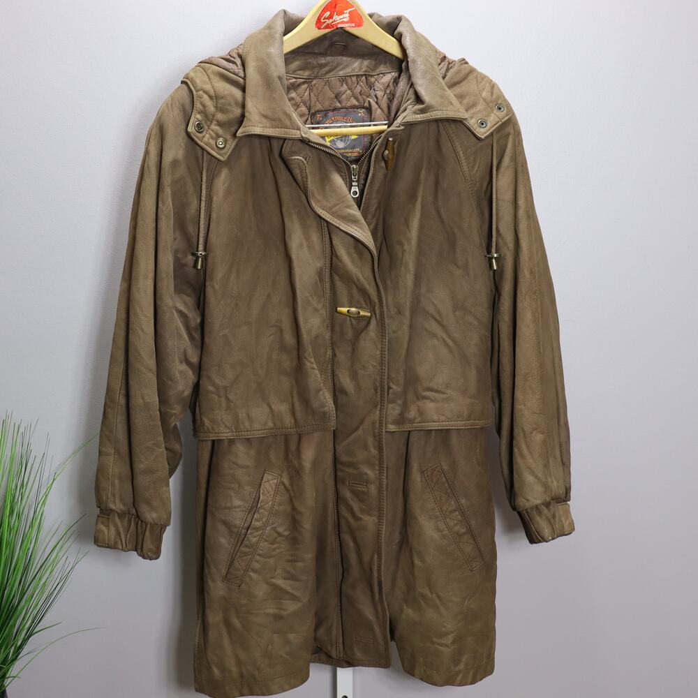 Adventure Bound by Wilsons Brown Leather Hooded Parka Size‎ L